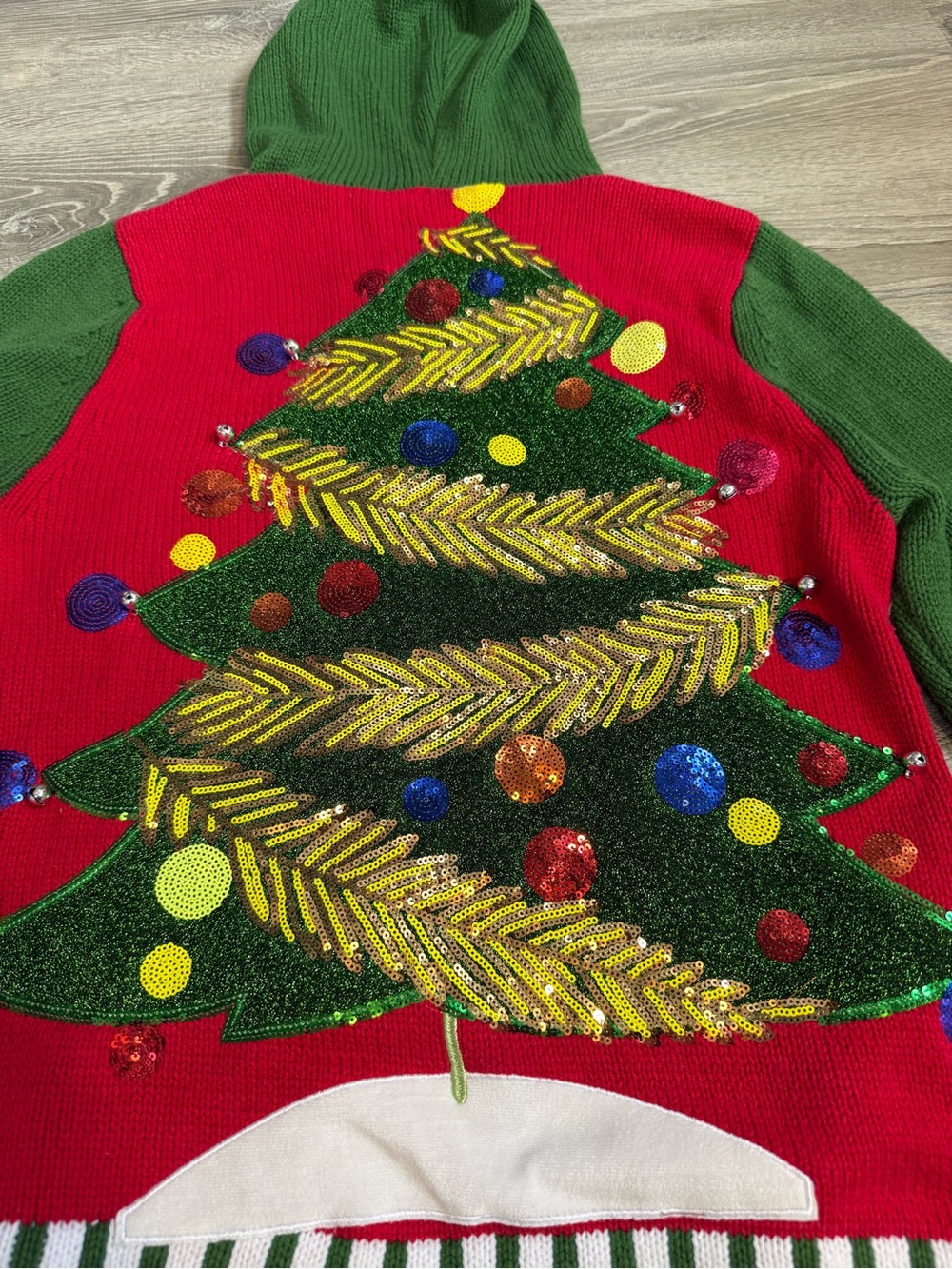 Whoopi Goldberg "Ugly Christmas Sweater" Holiday Hoodie Knit Cardigan - Picture 5 of 9
